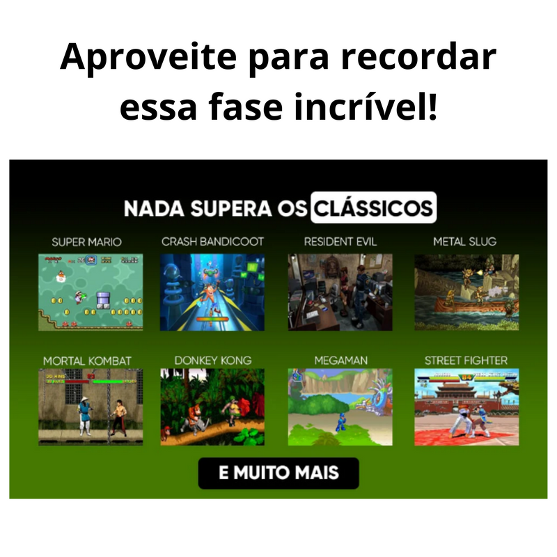 Vídeo Game Retrô 15 Mil Jogos Antigos 64G 4K HDMI 2 Controles s/ Fio Diversão Infinita