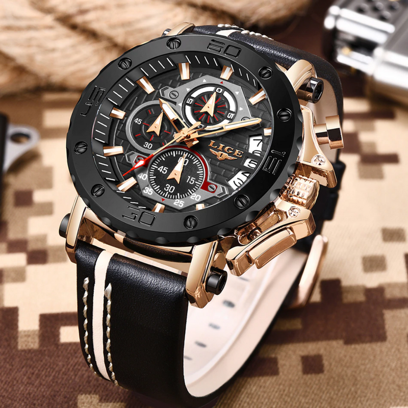 Relógio Masculino Lige Militar Perfect Pulseira em Couro (Cód. 351432021GS)