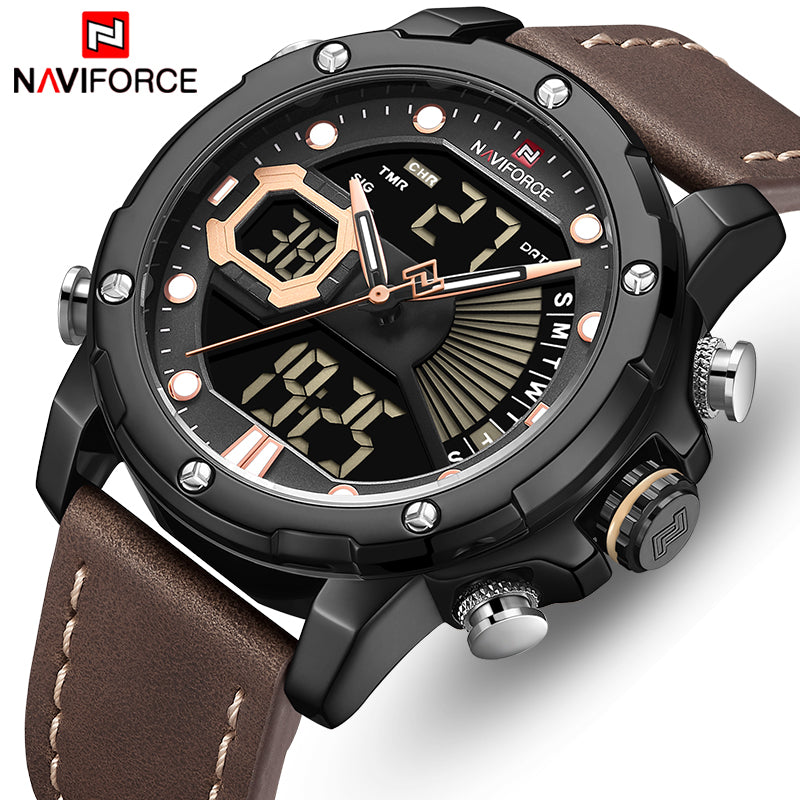 Relógio Masculino NaviForce Série Luxo Couro 2021 (Cód. 10072020GS)