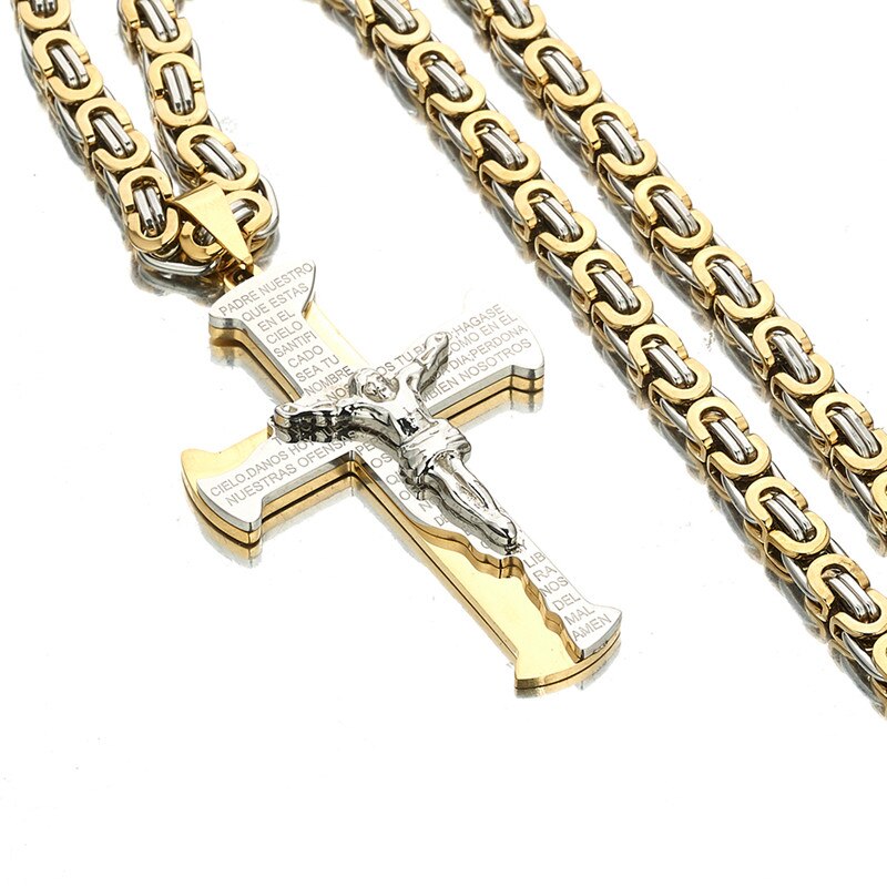 Corrente com Pingente Crucifixo Gravado Pai Nosso (Cód. 917231351GS)