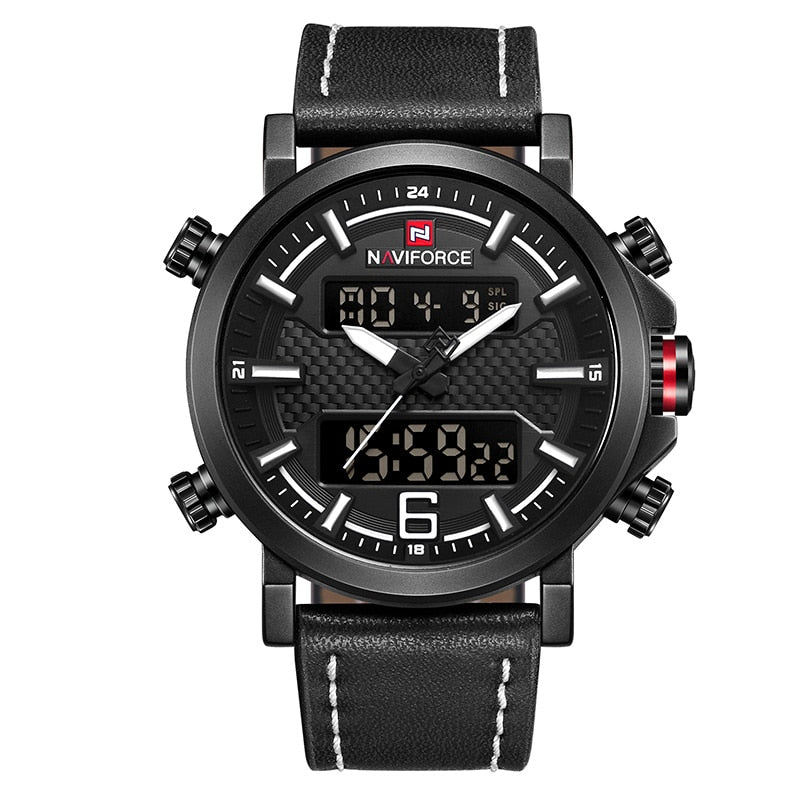 Relógio Masculino NaviForce Black Intense Pulseira em Couro 2021 (Cód. 05062020GS)