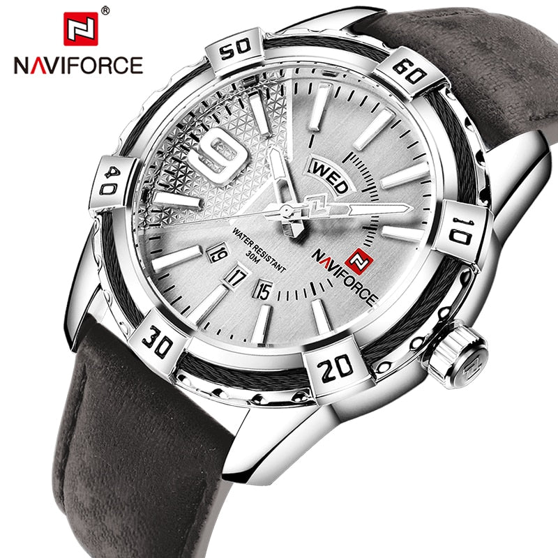 Relógio Confidence Sport Fino Naviforce Pulseira em Couro (Cód. 341432020GS)