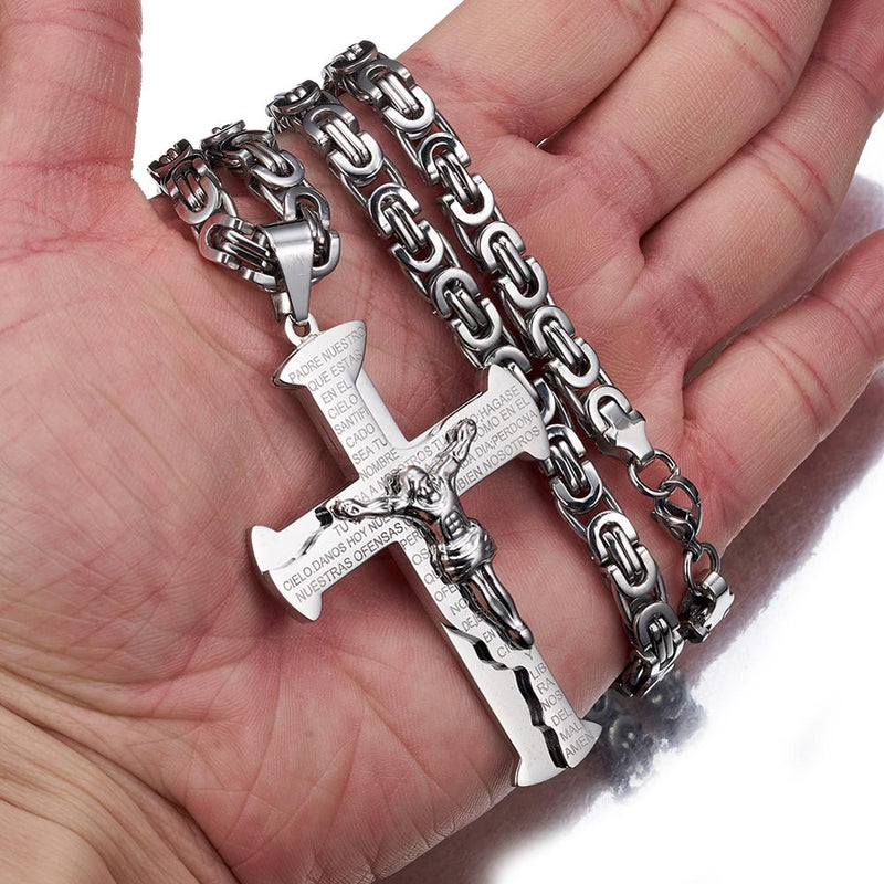 Corrente com Pingente Crucifixo Gravado Pai Nosso (Cód. 917231351GS)