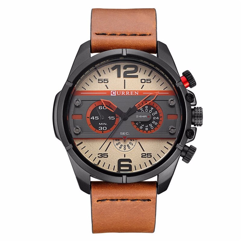 Relógio Masculino Curren Sport Fino Pulseira em Couro 2021 (Cód. 34422021GS)