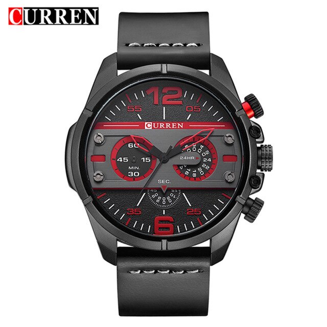 Relógio Masculino Curren Sport Fino Pulseira em Couro 2021 (Cód. 34422021GS)