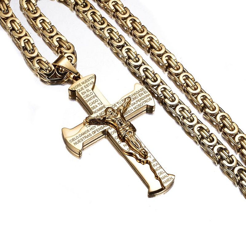 Corrente com Pingente Crucifixo Gravado Pai Nosso (Cód. 917231351GS)