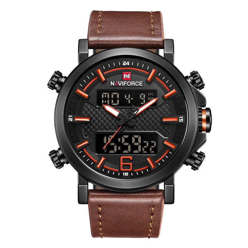 Relógio Masculino NaviForce Black Intense Pulseira em Couro 2021 (Cód. 05062020GS)