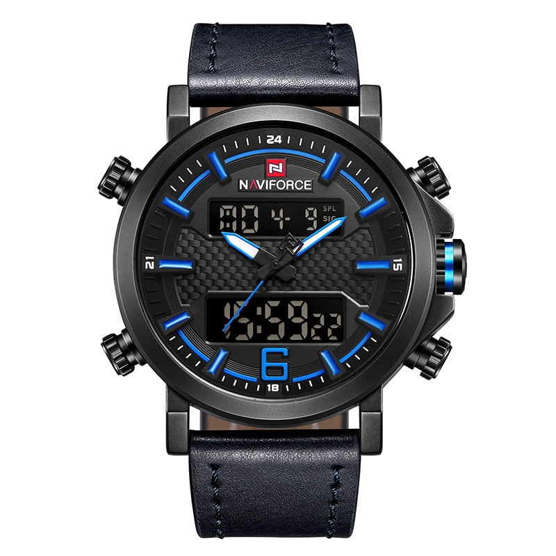 Relógio Masculino NaviForce Black Intense Pulseira em Couro 2021 (Cód. 05062020GS)