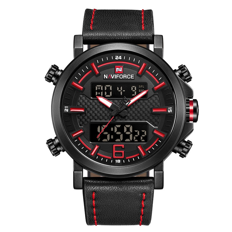 Relógio Masculino NaviForce Black Intense Pulseira em Couro 2021 (Cód. 05062020GS)