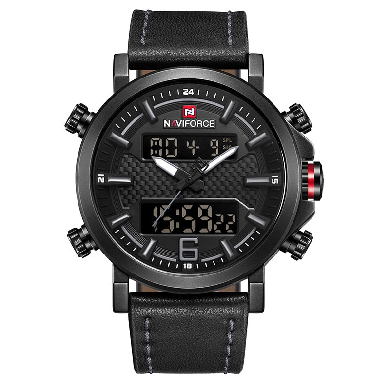 Relógio Masculino NaviForce Black Intense Pulseira em Couro 2021 (Cód. 05062020GS)