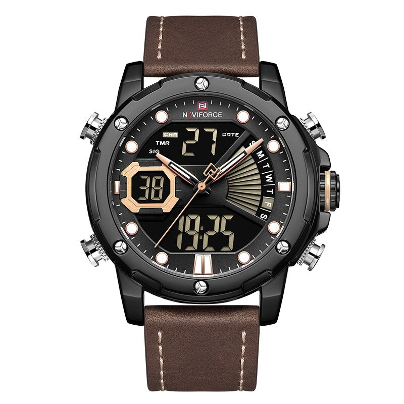 Relógio Masculino NaviForce Série Luxo Couro 2021 (Cód. 10072020GS)