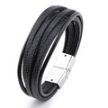 Pulseira Masculina em Couro Fecho Magnético